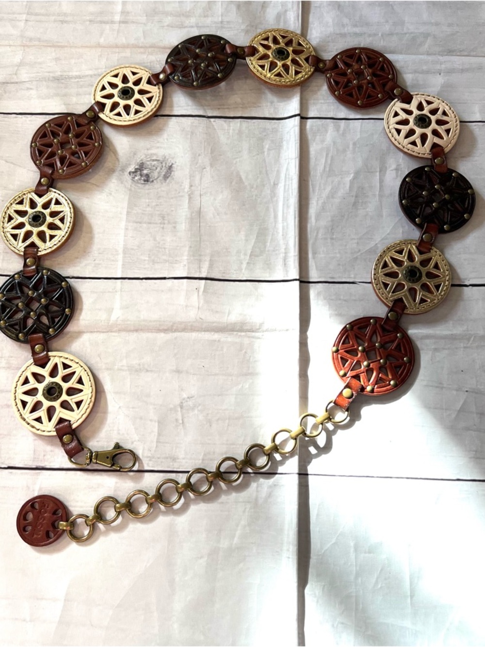 Fossil Boho Multicolor Medallion Leather Belt